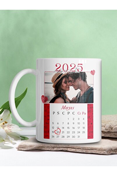 kuphane Kişiye Özel Fotoğraflı Sevgili Kupası | Takvimli, Doğum Günü, Yıl Dönümü Hediyesi | Anı Kupası