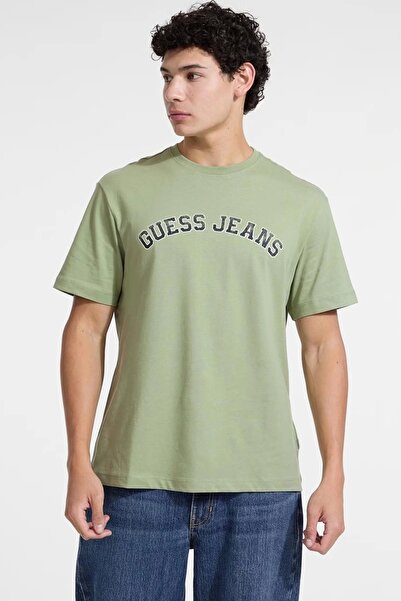 Guess Ss Cn Reg Collegiate Tee Men's Green T-Shirt M5Ri75K8Fq4-G8Ej
