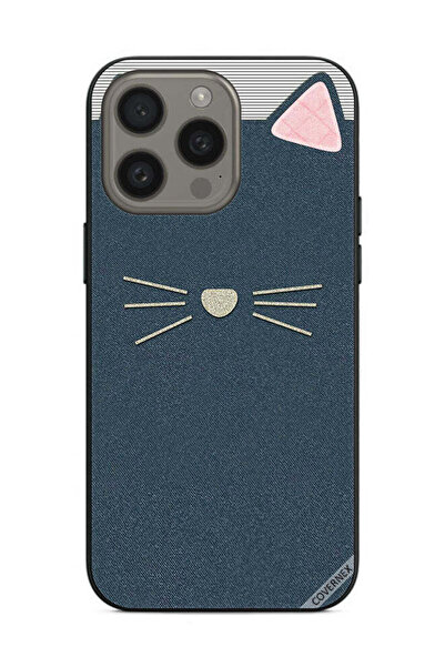 Covernex غطاء حماية لهاتف Apple iPhone 15 Pro Max بنمط فني جلدي على شكل قطة