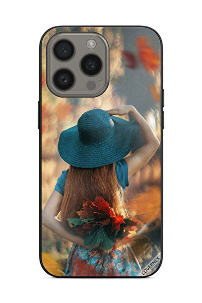 Covernex غطاء حماية لهاتف Apple iPhone 15 Pro Max، فتاة قبعة تخفي أوراق الحب