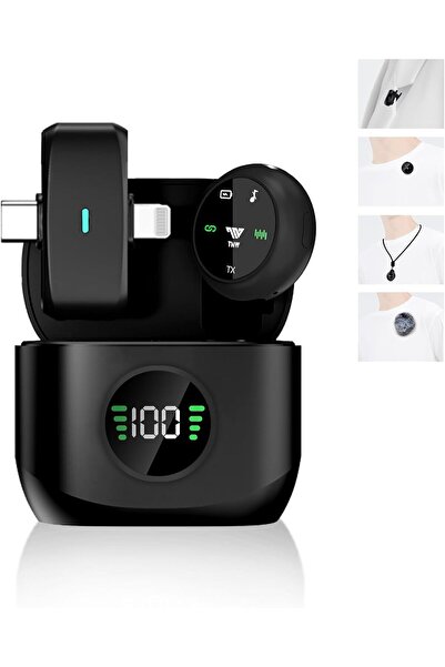 Generic ميكروفون لافالير لاسلكي لأجهزة iPhone/Android، ميكروفون TNW A36 صغير ...