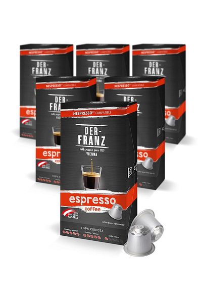 Der-Franz Espresso coffee capsules, Nespresso compatible, 6 x 10 Capsules, 6 x 50g