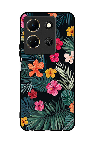 Covernex غطاء حماية لهاتف إنفينيكس نوت 30 - زهور متعددة الألوان وريش أخضر داكن