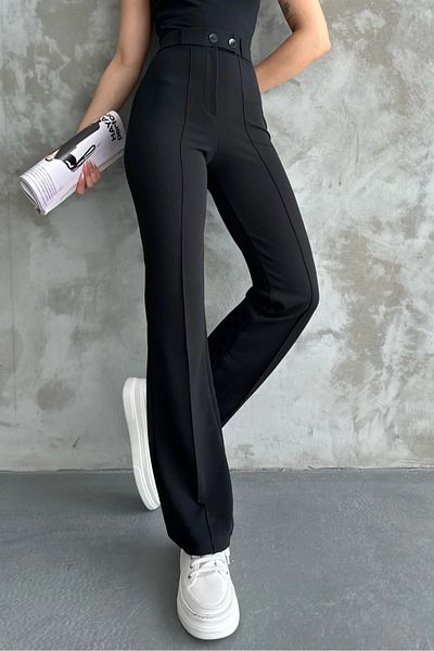 Vespo Double Button Lycra Palazzo Trousers
