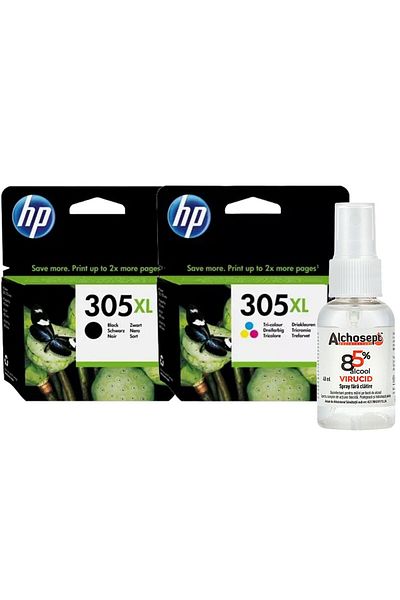 HP Set Cartus Cerneala HP 305XL 1xNegru, 1xColor (440 pagini) + Dezinfectant ALCHOSEPT 40 ml