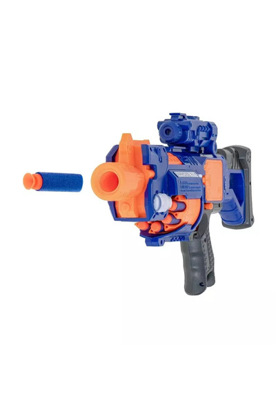 Gonga Arma semi-automata de jucarie Blaze Storm Barricade RV-10 cu 20 de gloante din spuma, albastru