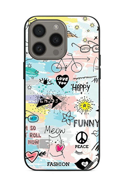 Covernex غطاء حماية لجهاز Apple iPhone 15 Pro Max Doodle Meow Enjoy