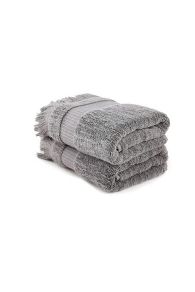Hobby Set 2 towels 75x150cm 100% cotton with fringes, Hobby Home, Zeus Dark Grey