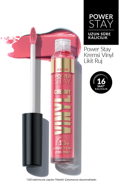 AVON Power Stay Kremsi Vinyl Likit Ruj - Prized Pink