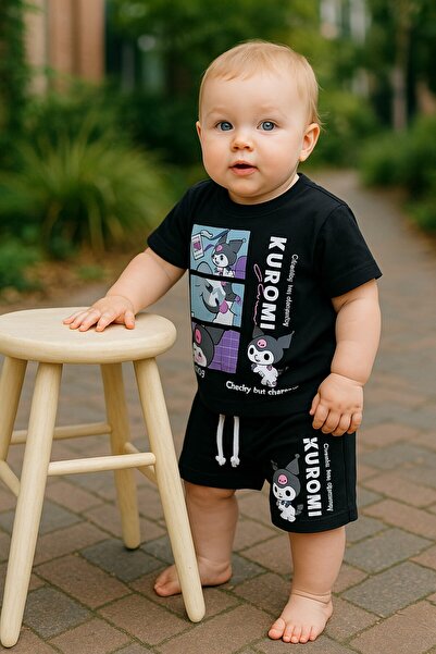 GMG Baby طقم شورت تي شيرت كرومي مكون من قطعتين