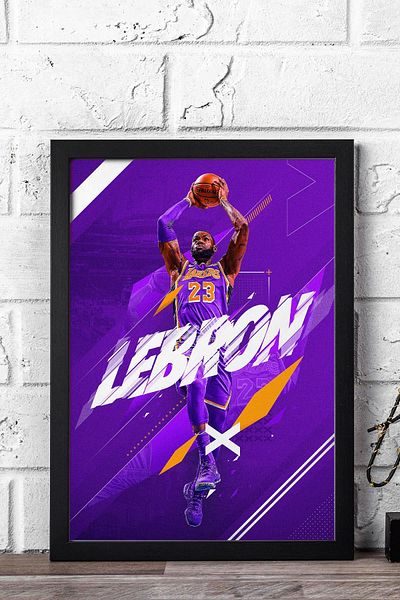 Saturn Pictură înrămată de LeBron James - Pictură poster NBA de baschet