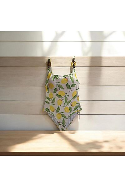 TooHot Women's Lemon Patterned Swimsuit with Accessory Detail