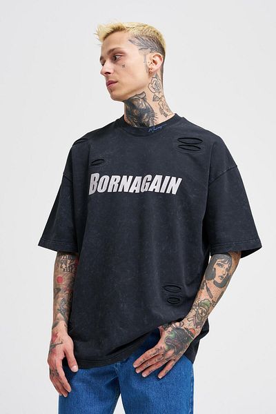 Machinist Men's Born Again Printed Washable Asphalt T-Shirt
