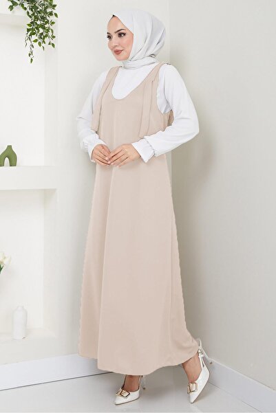 hafsamina Πλεκτό φόρεμα River Gilet Μπεζ HM2389