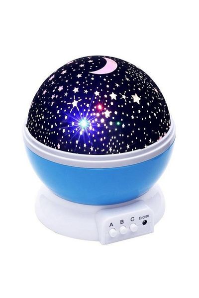 Star Master Lampă de noapte rotativă cu proiecție de stele și lună, albastră