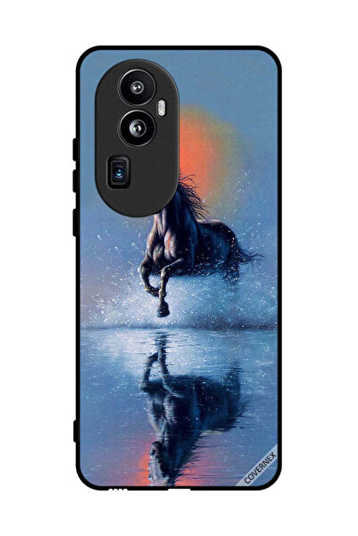 Covernex غطاء حماية لهاتف Oppo Reno 10 Pro Plus - رسم حصان يركض في الماء