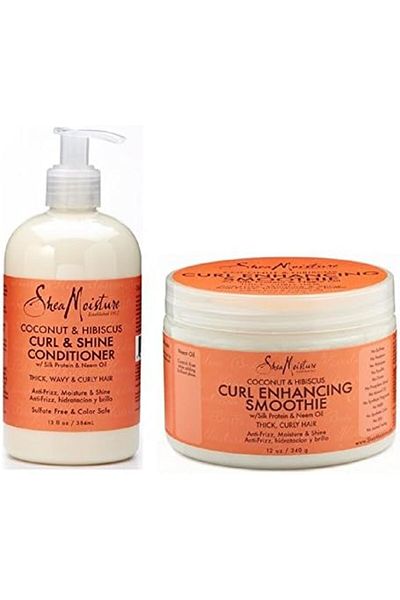 Shea Moisture Coconut and Hibiscus Combination Pack - 13 oz Curl & Shine Conditioner & 12 oz Curl En
