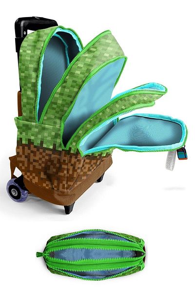 Coral High Lighted Boy, Green Brown Craft Printed, Primary School Rickshaw Bag and Pen Holder Set