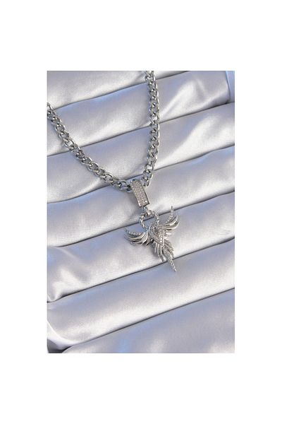 Skygo 316L Steel Silver Color Zircon Stone Phoenix Model Necklace - Tj-Bko8896
