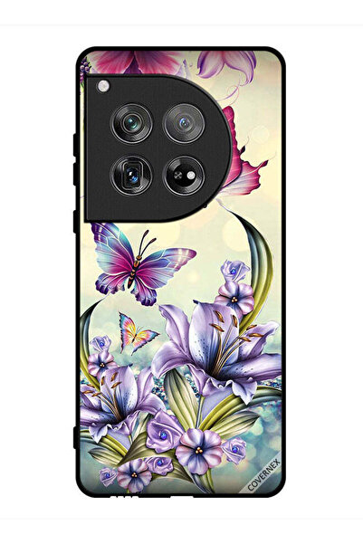 Covernex غطاء حماية لهاتف OnePlus 12 بنقشة زهور أرجوانية وفراشات