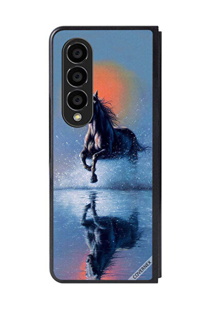 Covernex غطاء حماية لهاتف سامسونج جالاكسي زد فولد 4 - رسم حصان يركض في الماء