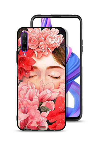 Tolwak غطاء حماية لهاتف هواوي Y9s برسومات زهور ووجه فتاة مخفية