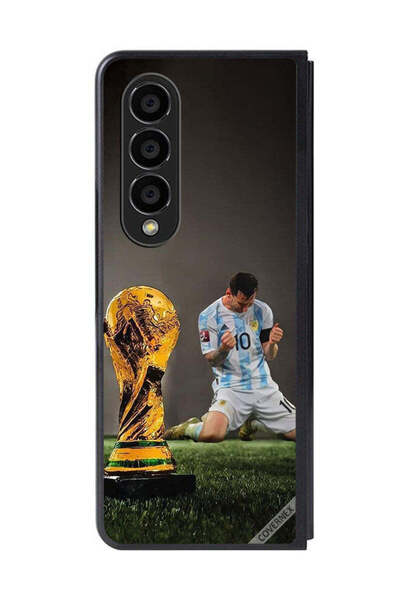 Covernex غطاء حماية لهاتف سامسونج جالاكسي زد فولد 4 مع صورة ليو ميسي وكأس الفيفا