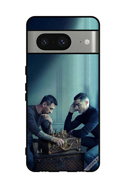Covernex غطاء حماية لهاتف جوجل بيكسل 8 ميسي ضد رونالدو يلعبان الشطرنج
