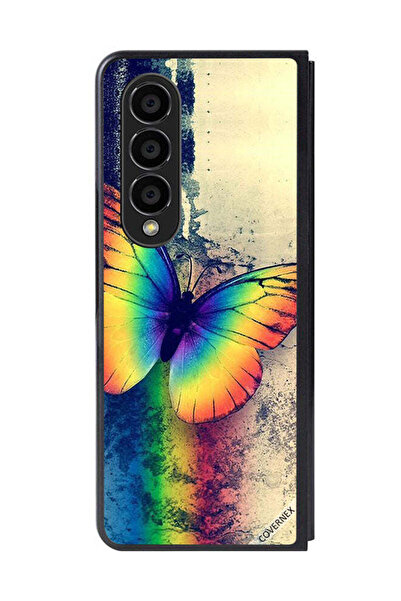 Covernex غطاء حماية لهاتف سامسونج جالاكسي زد فولد 4 بتصميم فراشة قوس قزح عتيقة