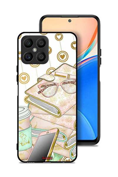 Tolwak غطاء حماية لهاتف Honor X8 4G بتصميم نظارات على الكتب