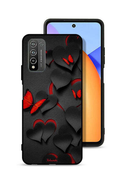 Tolwak Honor 10X Lite Protective Case Cover Hearts And Butterflies Pattern