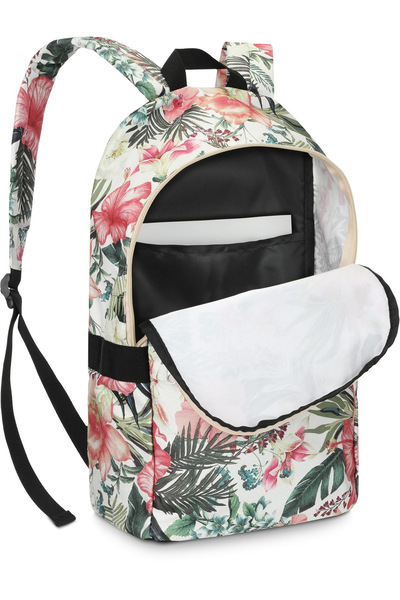zagatto Γυναικείο σακίδιο πλάτης με λουλούδια, πολύχρωμο, 17L, αδιάβροχο, θήκη για φορητό υπολογιστή/tablet, χωράει A4, ZG696