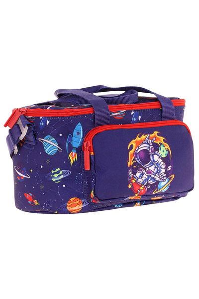 KAUKKO Kids Thermal Insulated Men's Astronaut Navy Blue Red Lunch Box L7267 (Two Compartments)