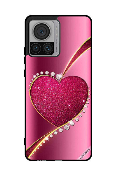 Covernex غطاء حماية لهاتف موتورولا موتو X30 برو بتصميم قلب لامع من الألماس