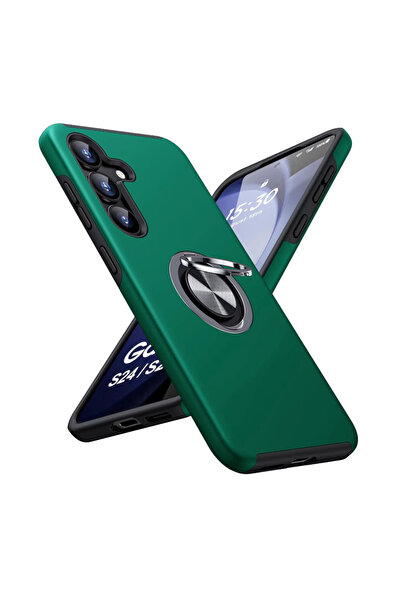 TYBO Husa de protectie pentru Samsung Galaxy S25, Hybrid Antisoc, Kickstand, Bumper inel rotativ 360