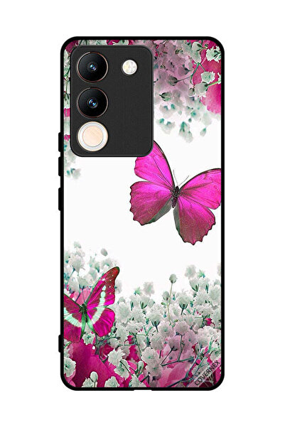Covernex غطاء حماية لهاتف فيفو Y200 برسومات فراشات جميلة وورود صغيرة