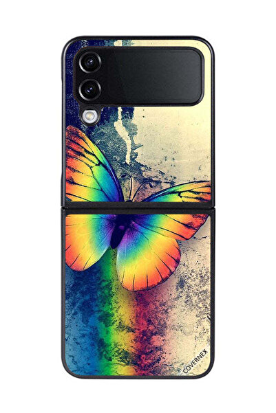 Covernex غطاء حماية لهاتف سامسونج جالاكسي زد فليب 4 بتصميم فراشة قوس قزح عتيقة