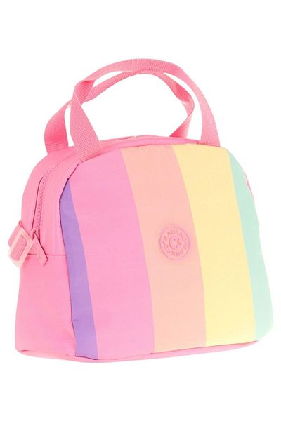 KAUKKO Pink Multicolored Line Printed Lunchbox for Girls (Thermal Insulated) (K9077)