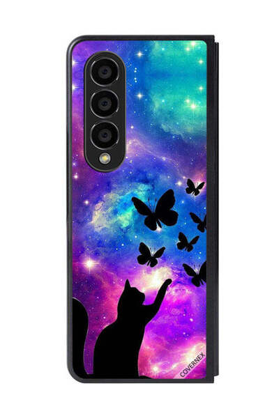 Covernex غطاء حماية لهاتف سامسونج جالاكسي زد فولد 4 - قطة وفراشات