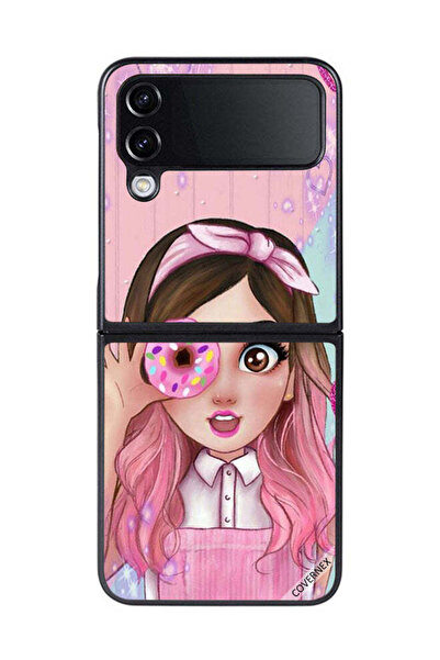 Covernex غطاء حماية لهاتف سامسونج جالاكسي زد فليب 4 - رسم فتاة محبة للدونات