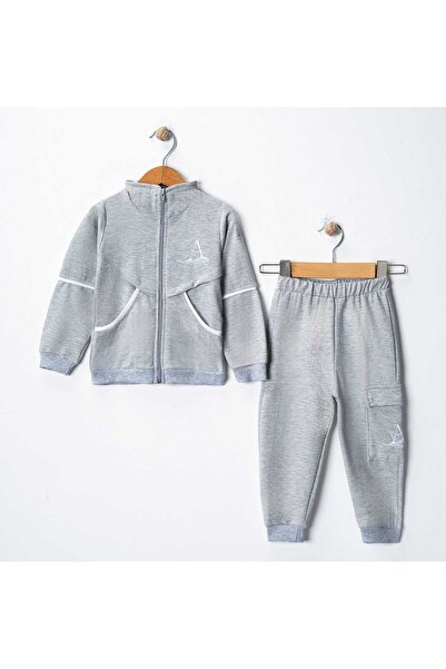 Pink cherry Baby Boy Suit with Zipper and Embroidery, Tracksuit Set