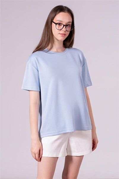 BARRELS AND OIL Women's Crew Neck Modal T-Shirt - Light Blue