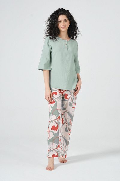 Dika 2523 Mint Green Comfortable Home Wear Pants Set