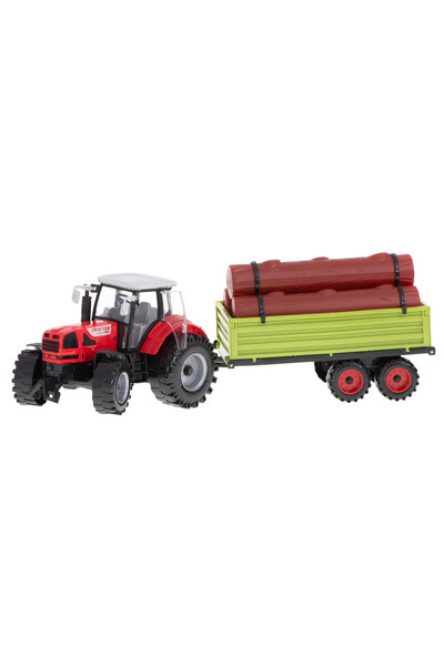 OEM Tractor cu remorca si lemne de jucarie, Plastic, +3 ani, Multicolor