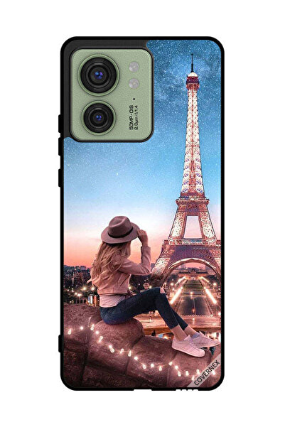 Covernex غطاء حماية لهاتف موتورولا إيدج 40 - فتاة القبعة وبرج إيفل