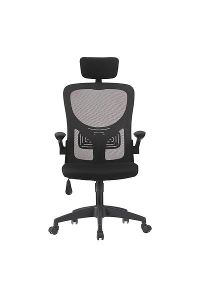 Quasar & Co. Office chair model Sigma, tilt mechanism, adjustable height, lumbar support, headrest, mesh/fabric, black