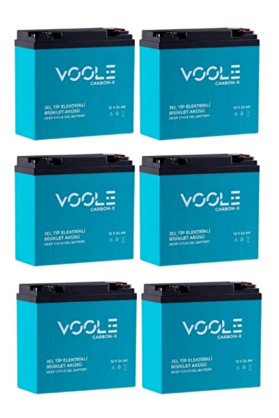 Voolex Voole 12V 24 Amper (Dik) Elektrikli Bisiklet Aküsü 6'lı Paket