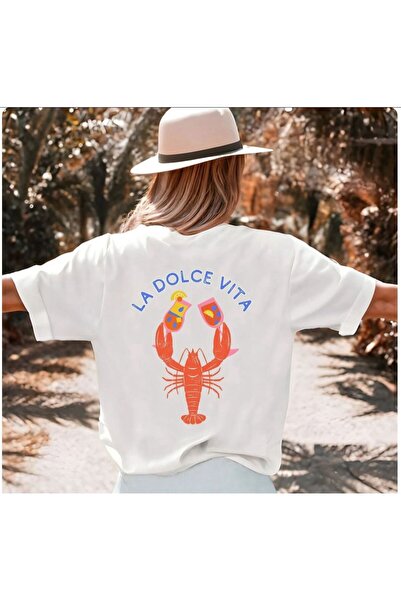 BETİLİNA White La Dolce Vita Look Oversize T-Shirt