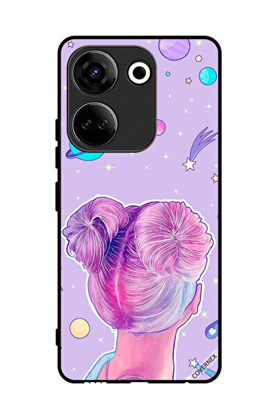 Covernex غطاء حماية لهاتف تكنو كامون 20 - لوحة فنية لفتاة ونجوم الفضاء