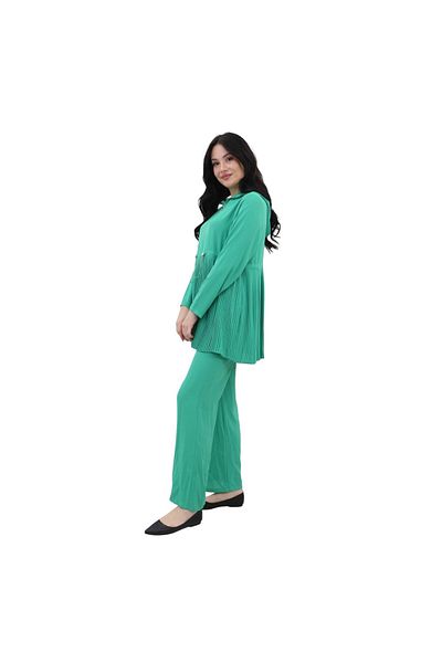 Levidor Double Suit with Gathered Waist and Pleated Detail